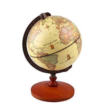 Antique World Globe Logo - TTKTK Vintage World Globe Antique Decorative Desktop Globe Rotating ...
