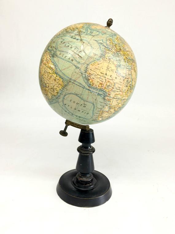 Antique World Globe Logo - Terrestrial Globe Antique French Globe Antique World Globe | Etsy