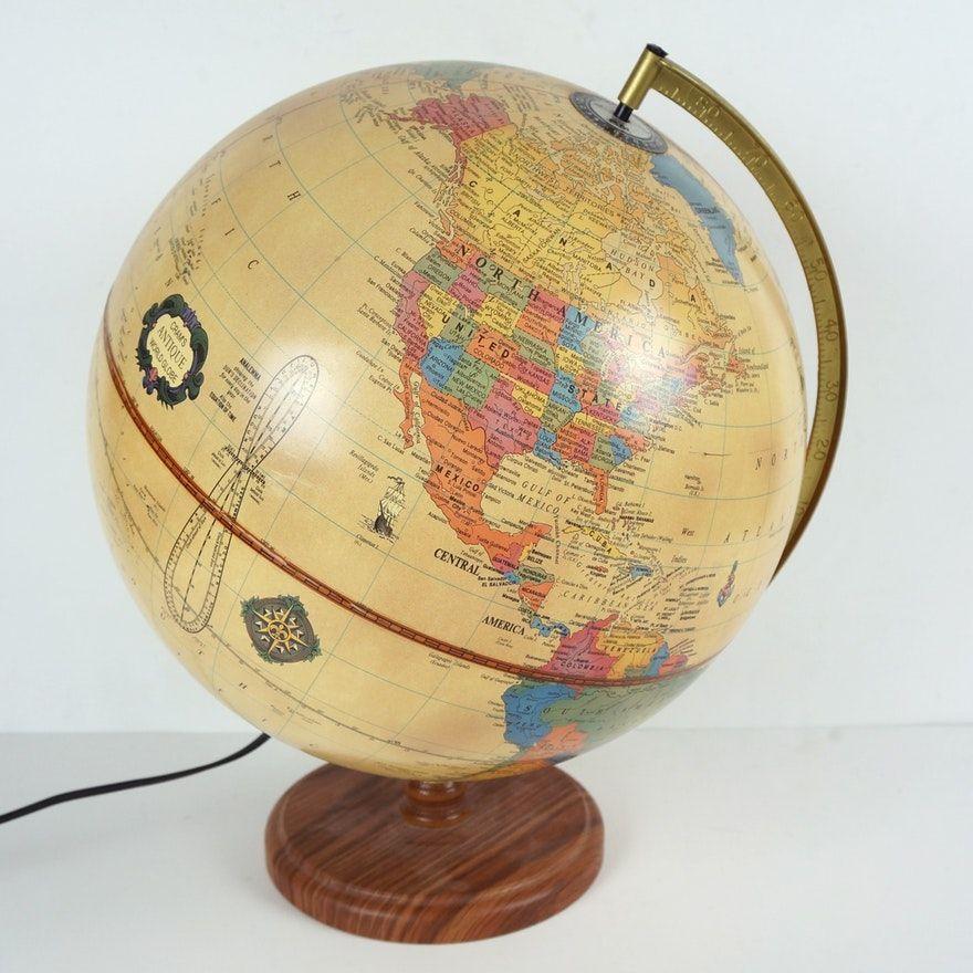 Antique World Globe Logo - Cram's Antique World Globe Lamp