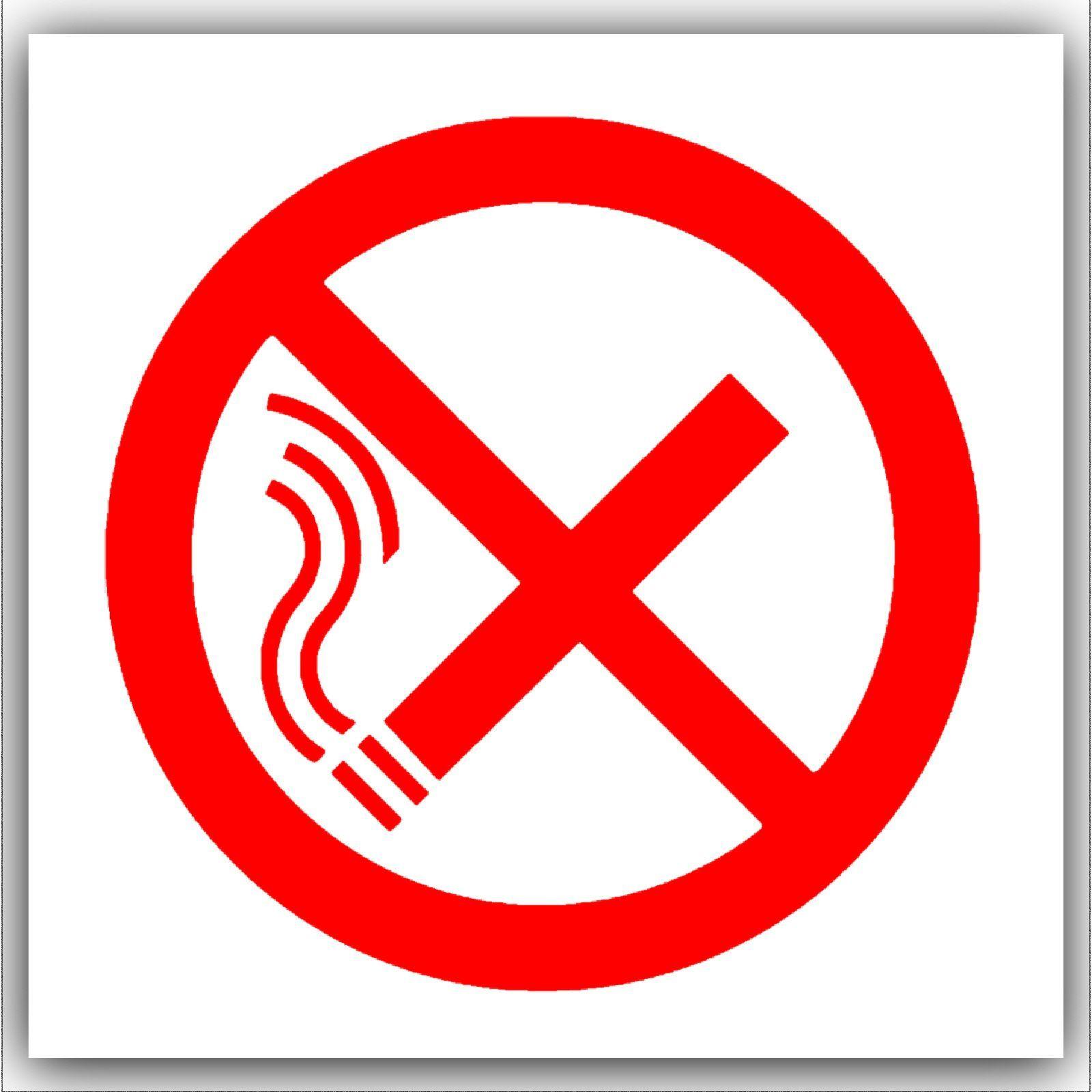 Red Symbol Logo - 1 x No Smoking Symbol-Red on White with Text External Self Adhesive ...