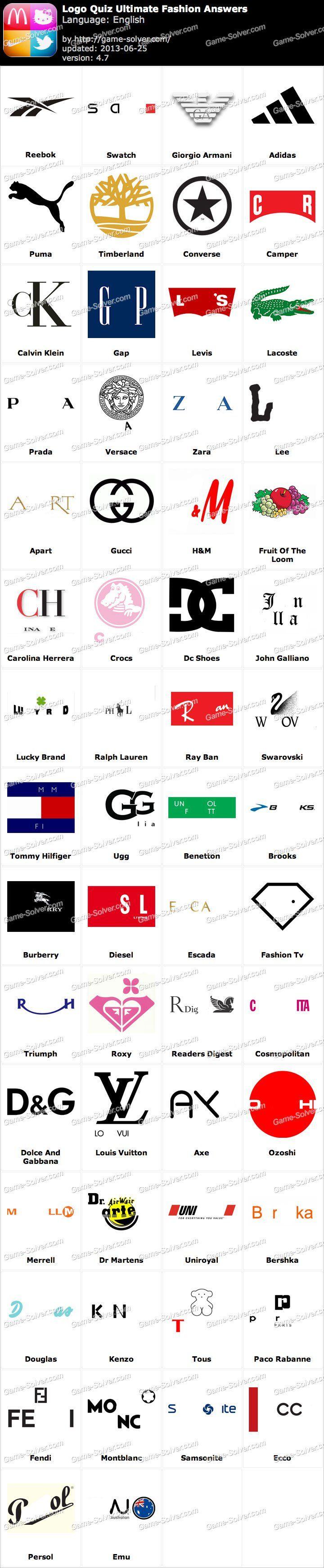 Sports Clothing and Apparel Logo - Logo Quiz Ultimate Fashion Answers - Game Solver