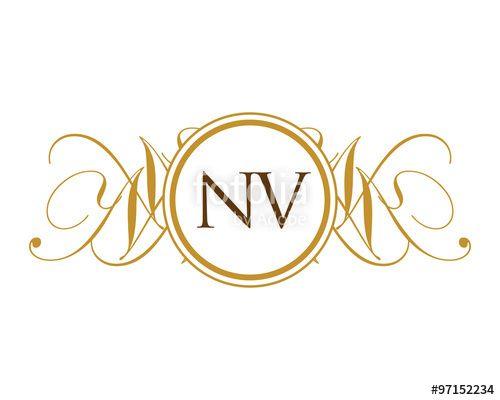 NV Logo - NV Luxury Ornament Initial Logo