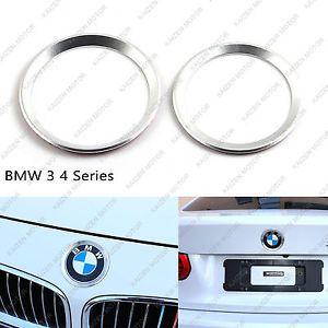 Silver M3 Logo - 2x Silver Front Rear Logo Decoration Ring Cover for BMW 3 4 Series ...