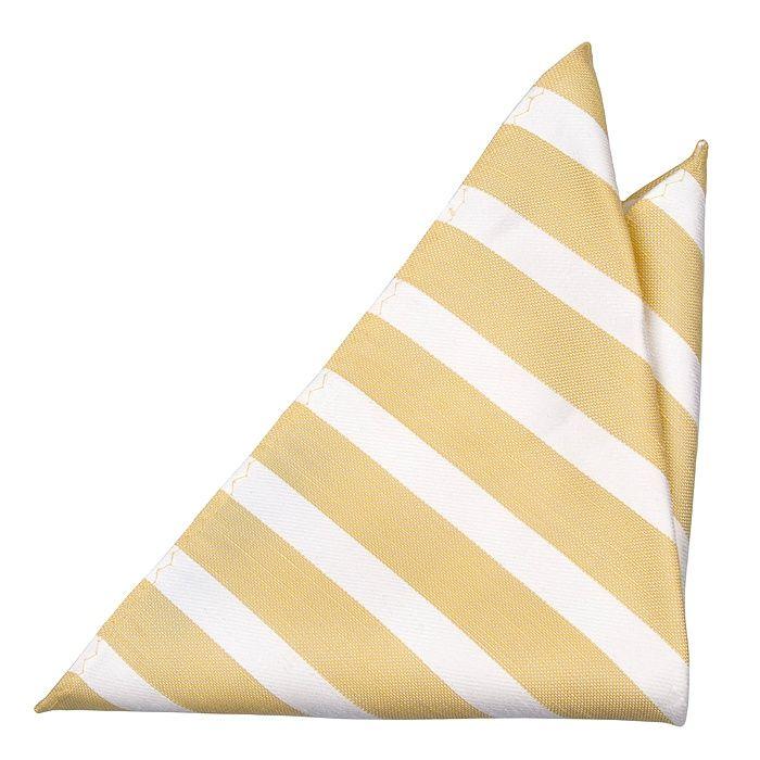 White Stripes with Yellow Square Logo - Linen Handkerchief - White stripes on golden yellow linen base ...