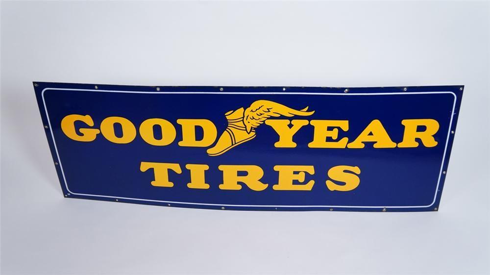 Goodyear Winged Foot Logo - Gorgeous Large 1930's 40's Goodyear Tires Horizontal Porcelai