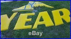 Goodyear Winged Foot Logo - Original vintage porcelain Goodyear sign letters and winged foot