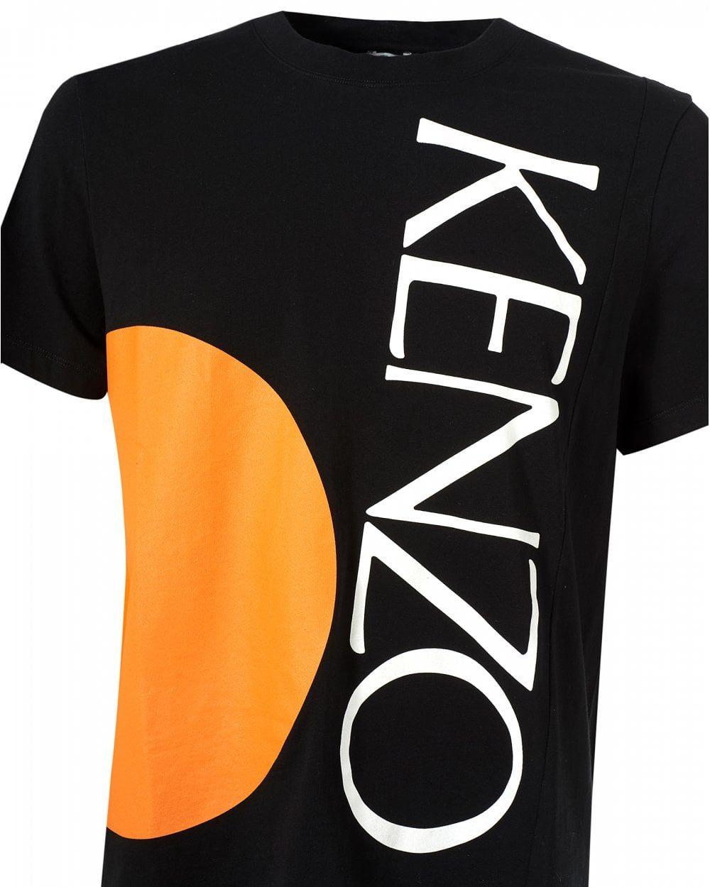 Black T Circle Logo - Kenzo Mens Square Logo T Shirt, Orange Circle Black Tee