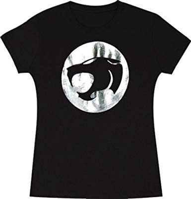 Black T Circle Logo - Thundercats Silver Foil Logo Juniors Black T-Shirt Tee XL: Amazon.co ...