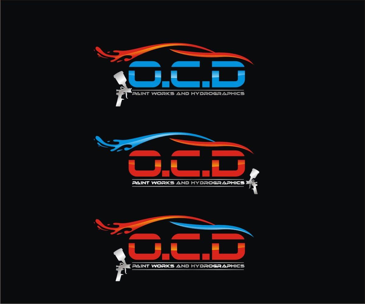 Custom Car Shop Logo - Masculine, Bold, Automotive Logo Design for O.C.D Paint Works and ...