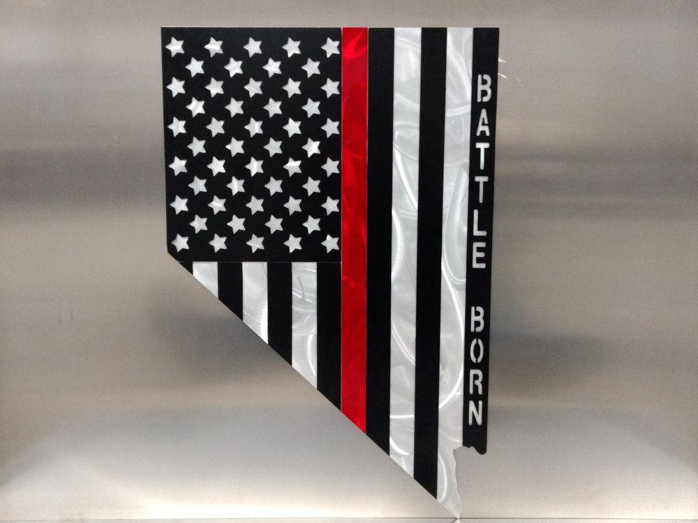 Thin Red Rectangle Logo - Nevada Battle Born Thin Red Line Flag