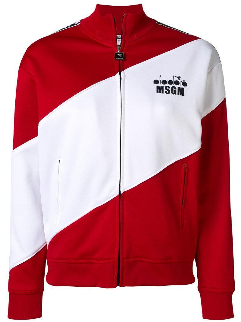 Red X Sports Logo - Msgm X Diadora Sports Jacket in Red 59.11764705882353%