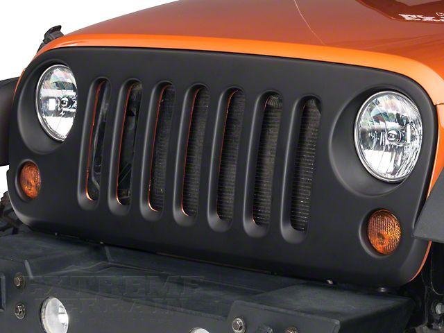 Black Jeep Grill Logo - Barricade Wrangler Matte Black Grille Cover J100721 (07-18 Jeep ...