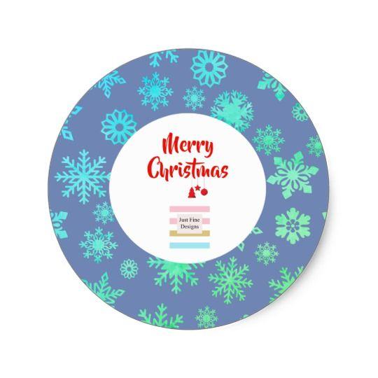 Round Blue and Red Company Logo - Corporate Company Logo Christmas Snowflakes Blue Classic Round ...