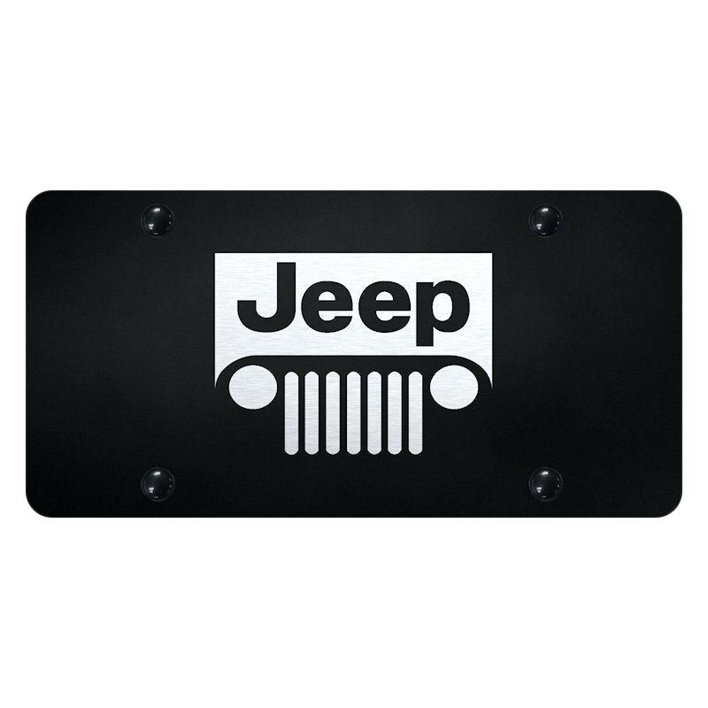 Black Jeep Grill Logo - American Flag Jeep Grill Jeep Grill Logo Pl Black License Plate With ...