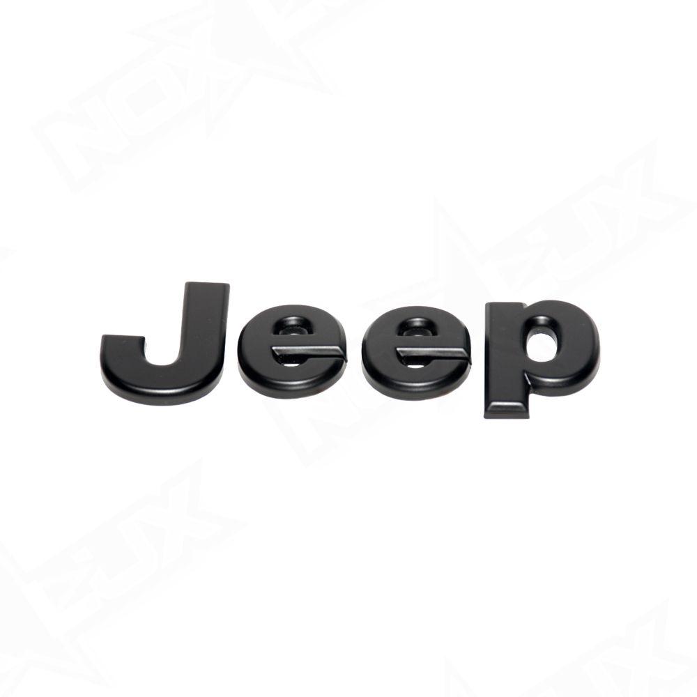 Black Jeep Grill Logo - 2007-2017 Jeep Wrangler JK Matte Black Emblem Overlay Kit - Nox Lux