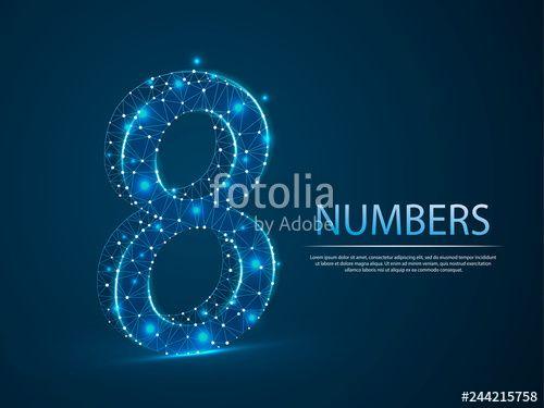 Eight Blue Lines Logo - number eight low poly abstract illustration consisting of points ...