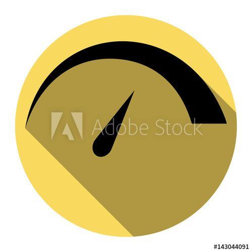 Black Yellow Circle Logo - Speedometer sign illustration. Vector. Flat black icon with flat ...