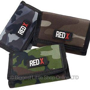 Red X Sports Logo - Mens Boys RED X Camo Camouflage TriFold Wallet Coin Purse Canvas ...