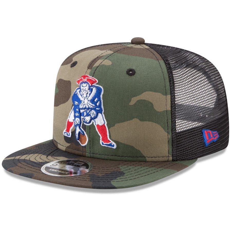 Camo Patriots Logo - Men's New England Patriots New Era Woodland Camo Black Throwback