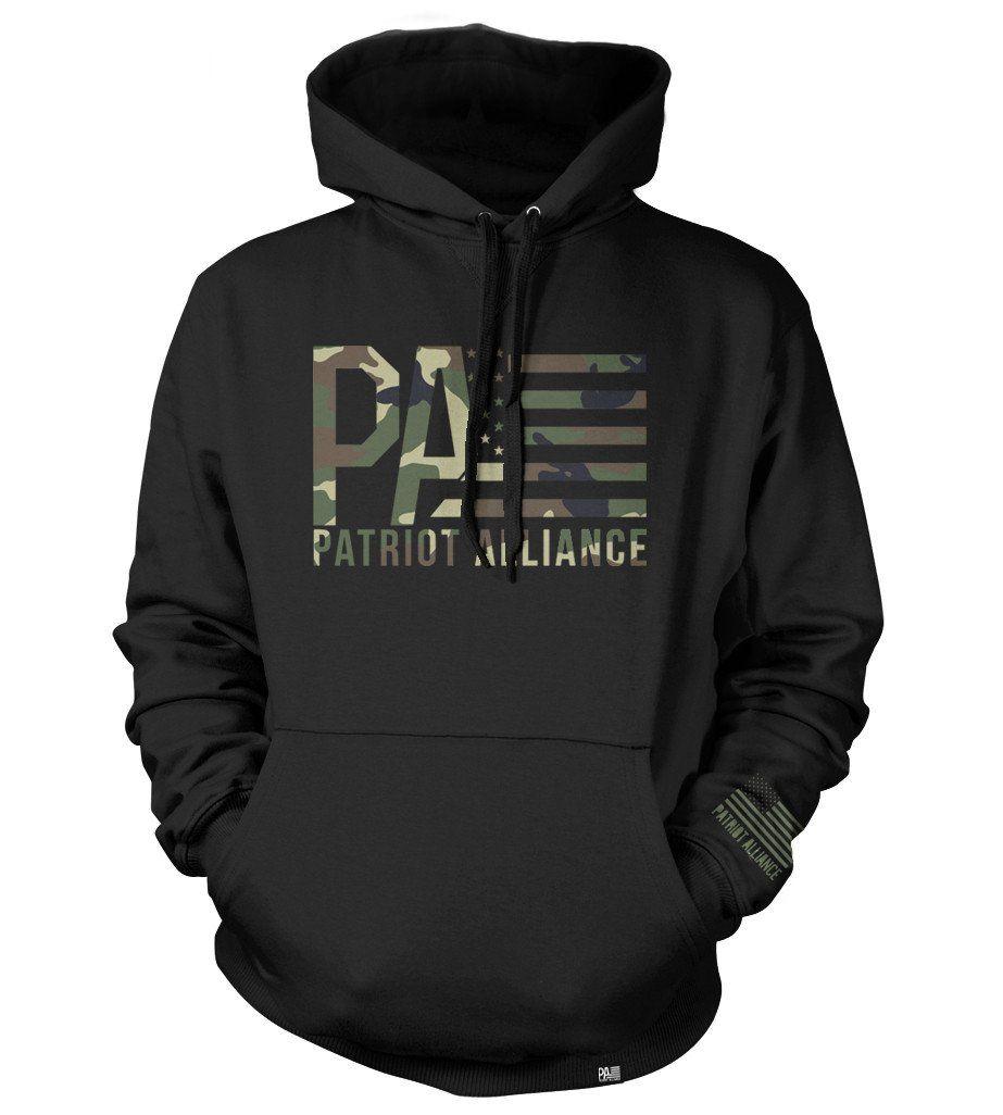 Camo Patriots Logo - PA Logo Camo Hoodie, Black - Patriot Alliance, LLC