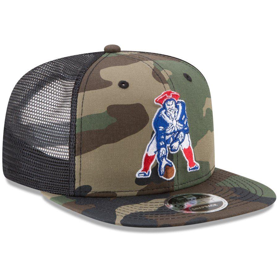 Camo Patriots Logo - Men's New England Patriots New Era Woodland Camo Black Throwback