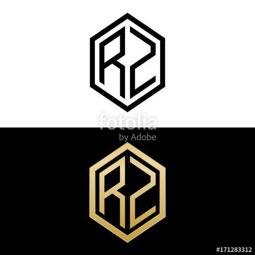 R Z Logo - initial letters logo rz black and gold monogram hexagon shape vector ...
