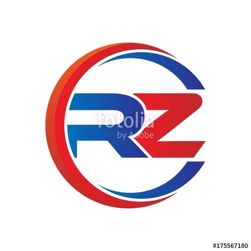 R Z Logo - rz logo vector modern initial swoosh circle blue and red Stock