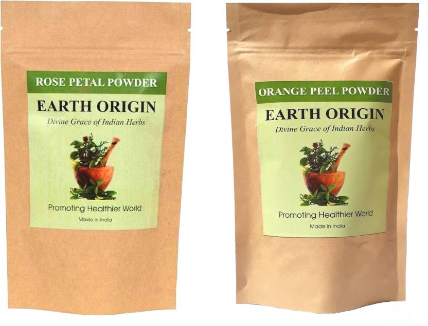 Orange Peel Earth Food Logo - Earth Origin Rose Petal Powder and Orange Peel Powder (Combo) 100 gm ...