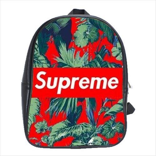 Supreme Bag Logo - Supreme Logo School Bag Shoulder Leather Backpack