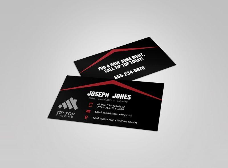 Black and Red Roof Logo - Black & Red Roofing Business Card Template