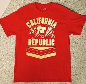 Bear Amp Red Logo - New CALIFORNIA REPUBLIC T SHIRT Red&SHINY GOLD SHIMMER FOIL LOGO