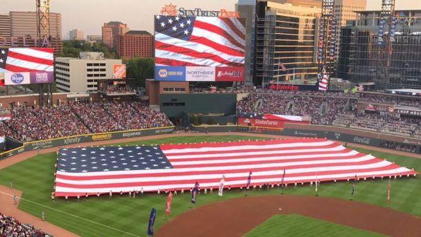American Flag Sports Logo - A few words on baseball, giant American Flags and patriotism ...