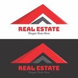 Black and Red Roof Logo - Modern Real Estate Logo Design Concept with Red Roof in 3D style