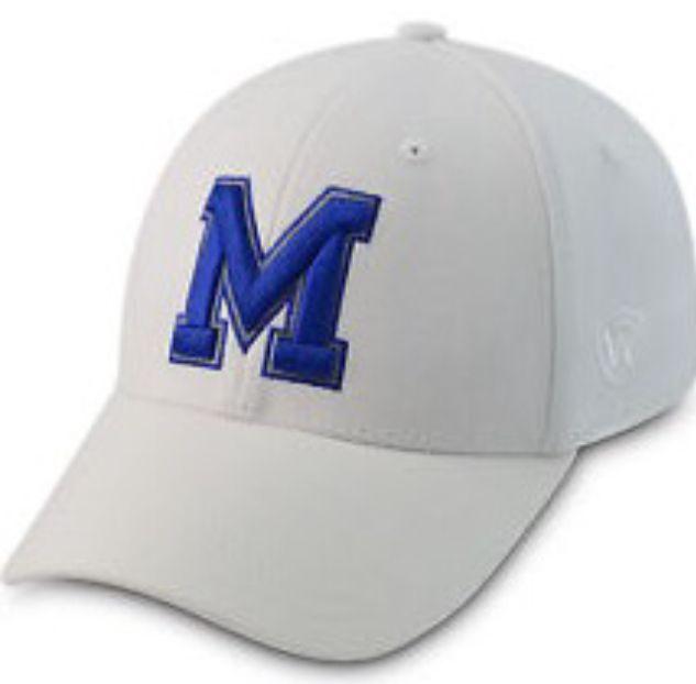 White and Blue M Logo - WHITE MEMPHIS TIGERS HAT WITH BLUE M LOGO on The Hunt
