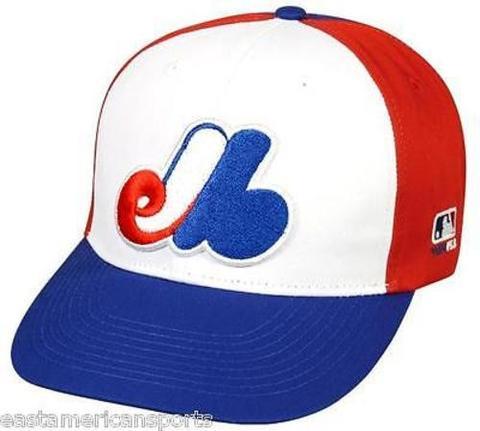 White and Blue M Logo - Montreal Expos MLB OC Sports Hat Cap Cooperstown Red White Blue M