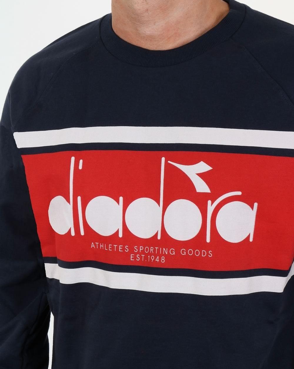 Red Navy Logo - Diadora Logo Sweatshirt Navy Red White, Jumper, Sweater, Crew Neck