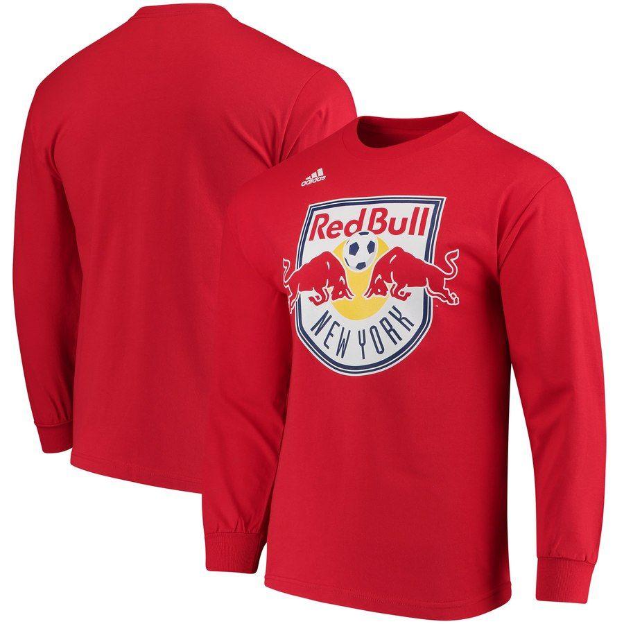 Red Navy Logo - Men's New York Red Bulls adidas Navy Logo Set Long Sleeve T-Shirt
