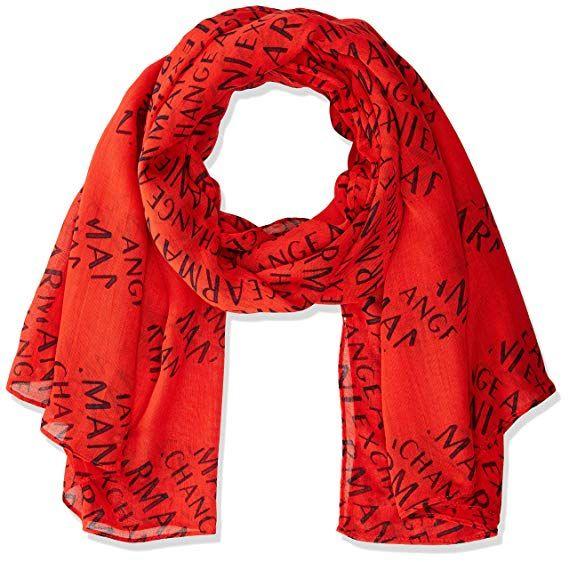 Red Navy Logo - A|X Armani Exchange Women's All Over Logo Scarf Fashion, Poppy Red ...