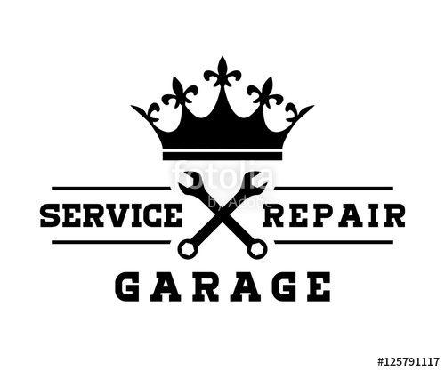 Vintage Garage Logo - Vintage Wrench Crown Service Repair Garage Logo Design Stock image