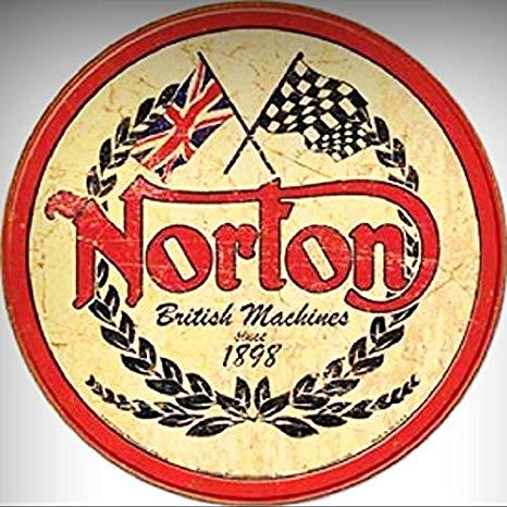 Vintage Garage Logo - Amazon.com: Norton British Motorcycles Logo Novelty ROUND TIN SIGN ...