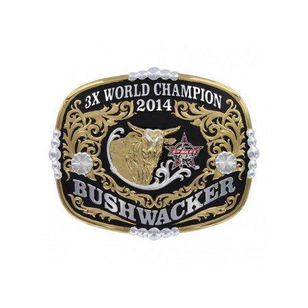 Bushwacker Logo - Montana Silversmiths Belt Buckle Bushwacker PBR Gold Black PBRBUSH3