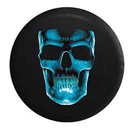 Electric Jeep Skull Logo - 3D Cracked Grinning Skull Almost Glowing Blue Jeep RV
