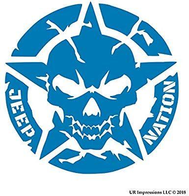 Electric Jeep Skull Logo - Amazon.com: UR Impressions ABlu Oscar Mike Star Skull Jeep Nation ...