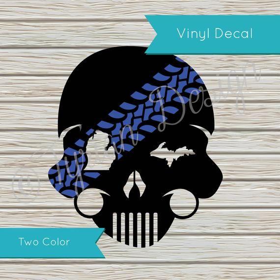 Electric Jeep Skull Logo - Michigan Jeep Skull Decal for Cars laptops tablets 4x4 off