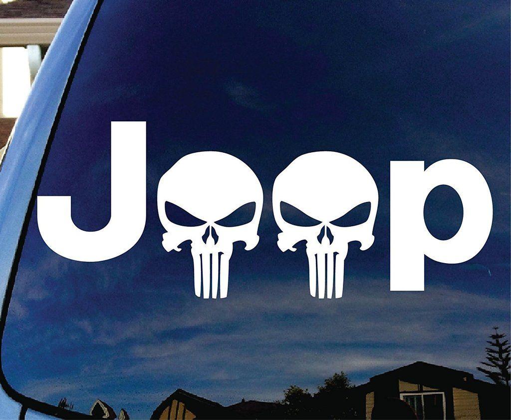 Electric Jeep Skull Logo - Jeep with Punisher Skull Head Car Window Vinyl Decal Sticker