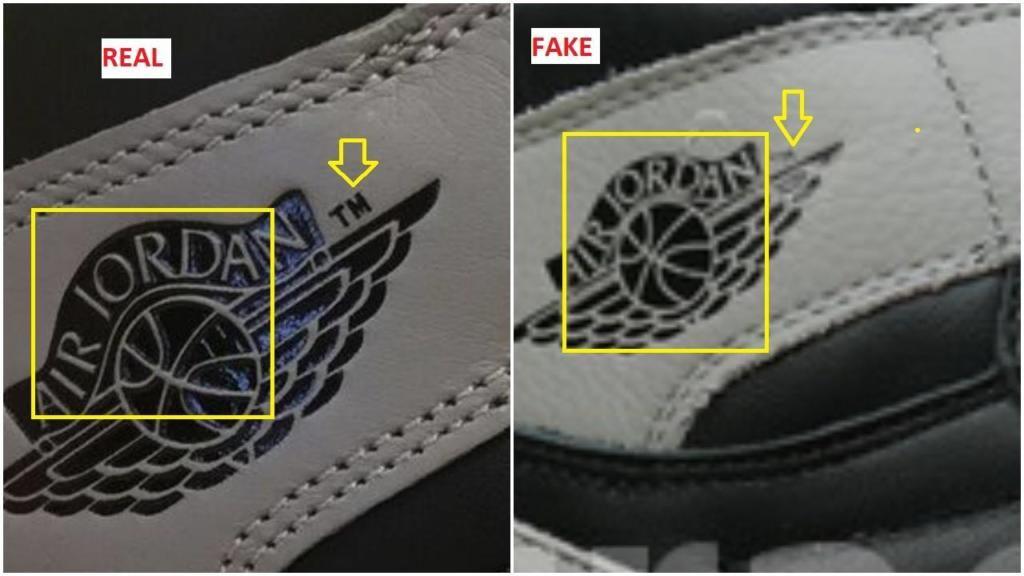 Jordan Real vs Fake Jordan Logo - Fake Air Jordan 1 OG Shadow Spotted-Quick Ways To Identify It ...