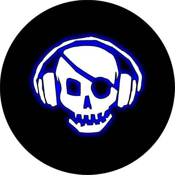 Electric Jeep Skull Logo - Skull with Headphones Blue spare tire cover. Pirate tire | Etsy