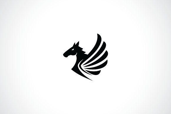 Black Winged Horse Logo - Pegasus Wings Logo Template ~ Logo Templates ~ Creative Market