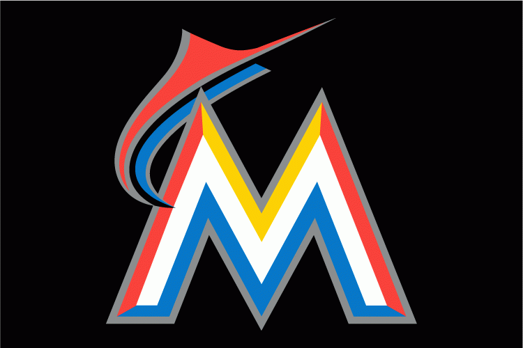 Orange and Blue M Logo - Miami Marlins Alternate Logo (2012) - An orange and blue marlin ...