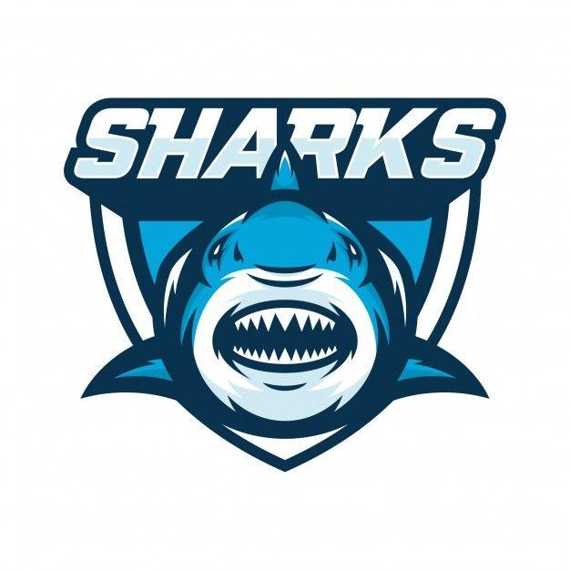 Blue Animal Logo - Sharks animal sport mascot head logo vector Vector